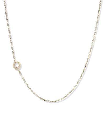Anzie gold chain necklace with a diamond personalized initial Q