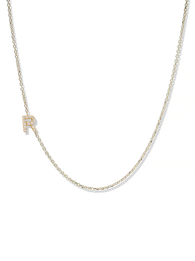 Anzie gold chain necklace with a diamond personalized initial R