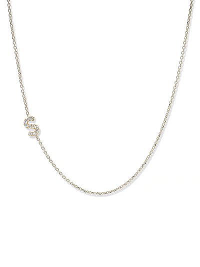 Anzie gold chain necklace with a diamond personalized initial S