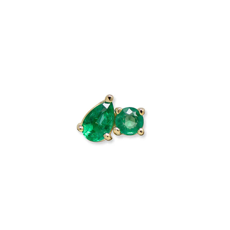 Anzie 14k yellow gold and emerald cluster single stud earring
