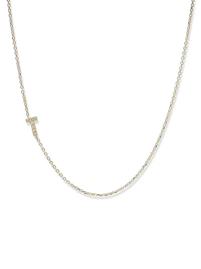 Anzie gold chain necklace with a diamond personalized initial T
