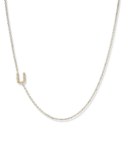 Anzie gold chain necklace with a diamond personalized initial U