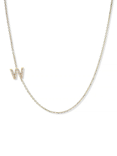Anzie gold chain necklace with a diamond personalized initial W