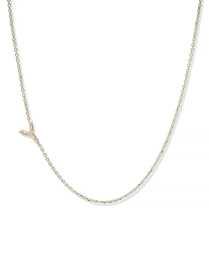Anzie gold chain necklace with a diamond personalized initial Y