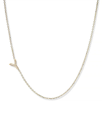 Anzie gold chain necklace with a diamond personalized initial Y