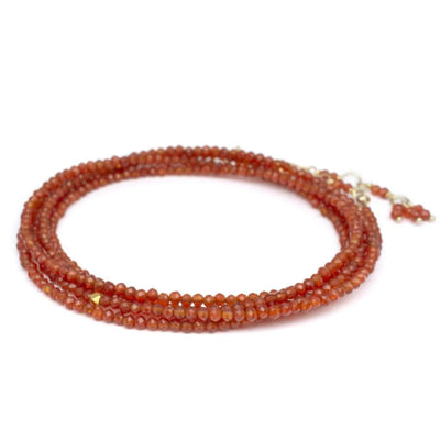 anne sportun red carnelian faceted beaded wrap bracelet necklace 18k yellow gold