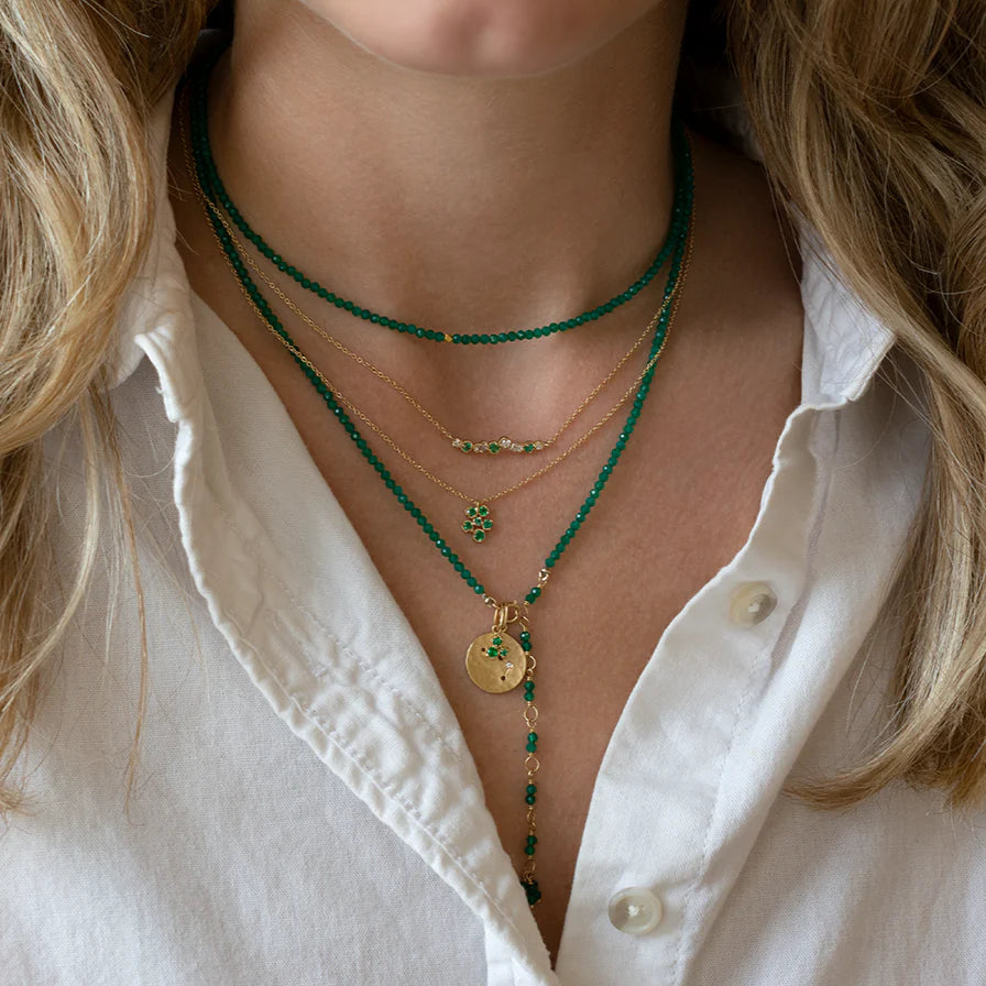 anne sportun green onyx faceted gemstone beaded wrap necklace bracelet 18k yellow gold adjustable versatile