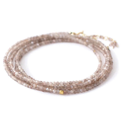 anne sportun mink moonstone pink faceted beaded wrap bracelet necklace 18k yellow gold