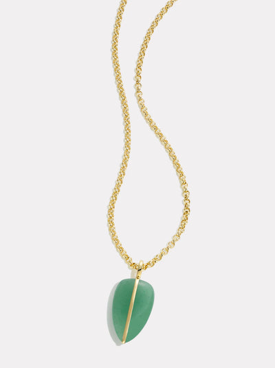 By Pariah green aventurine pendant wrapped in 14k yellow gold