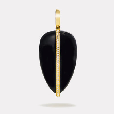 By Pariah black onyx pendant wrapped in 14k yellow gold with white diamonds