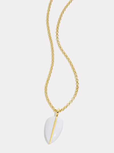 By Pariah 14k yellow gold wrapped white agate pendant