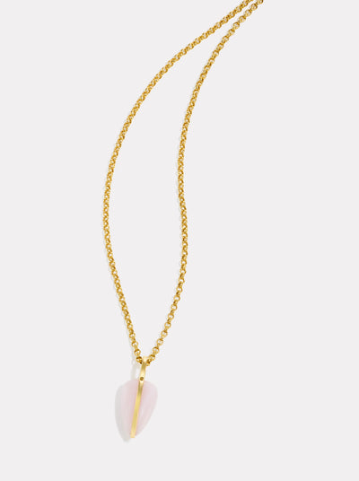 By Pariah 14k yellow gold wrapped pink opal charm pendant