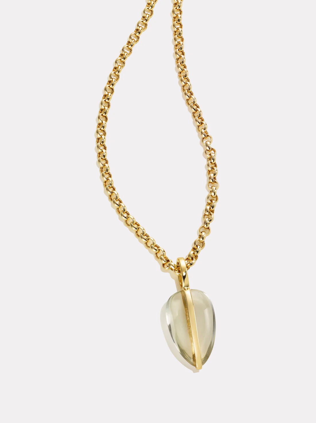 By Pariah small green amethyst pendant wrapped in 14k yellow gold