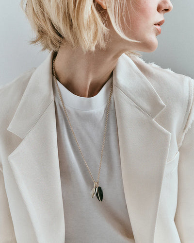 By Pariah small green amethyst pendant wrapped in 14k yellow gold