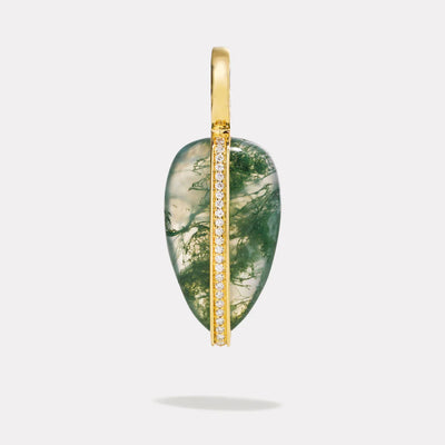 By Pariah 14k Yellow Gold wrapped moss agate with white diamonds