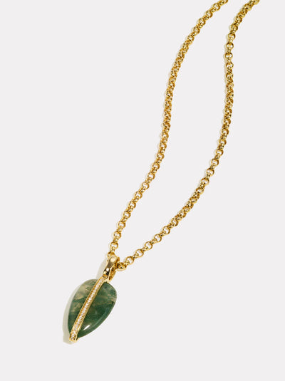 By Pariah 14k Yellow Gold wrapped moss agate with white diamonds