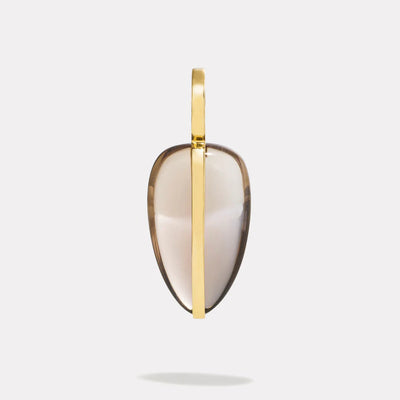 By Pariah Small Smokey Grey Quartz pendant wrapped in 14k yellow gold