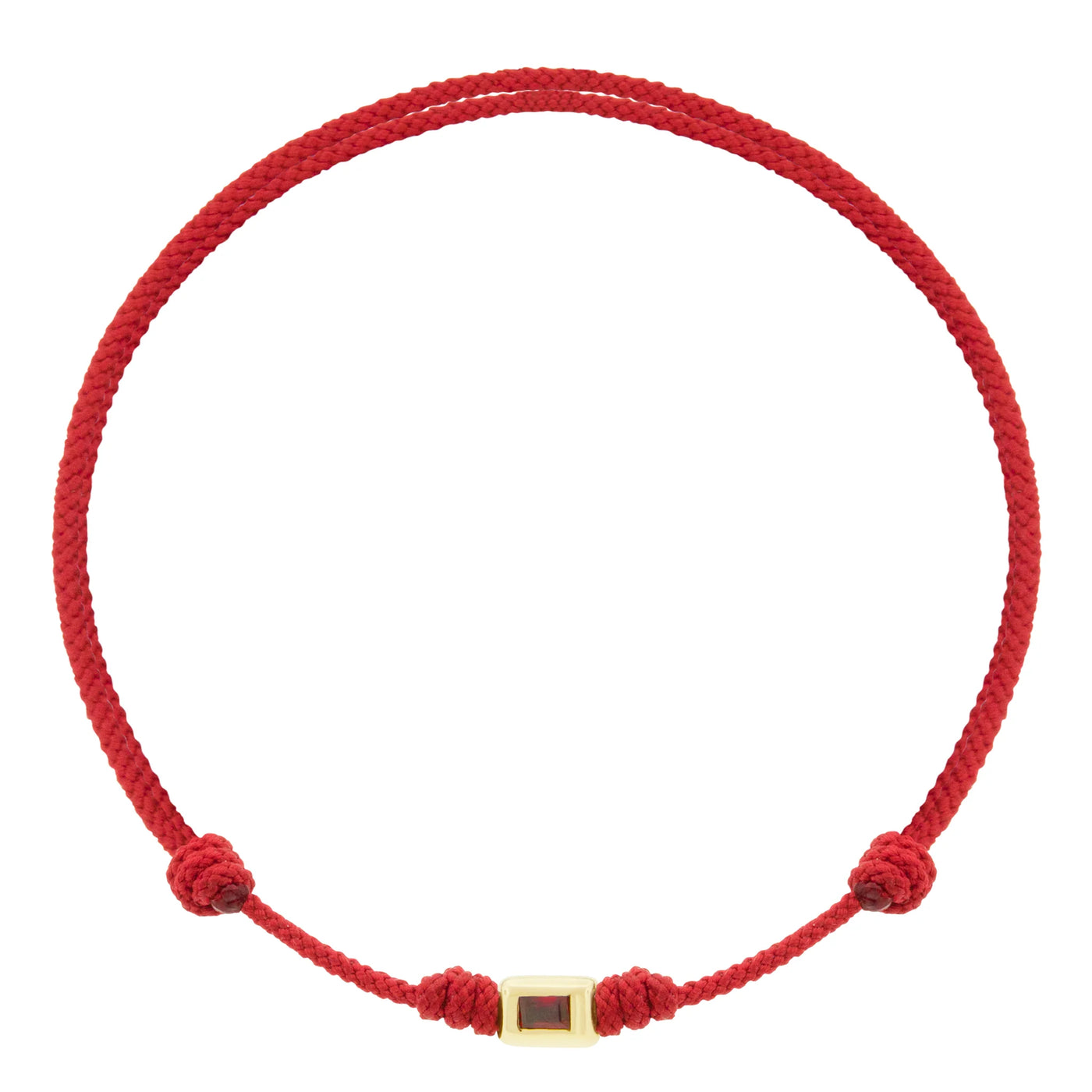 Small Gold Ingot Ruby Bead Silk Cord Bracelet