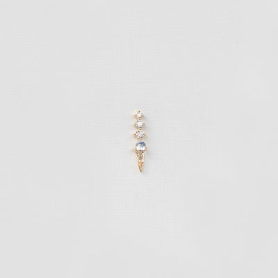 Celine Daoust 14k yellow gold white diamond moonstone dangle single stud earrings