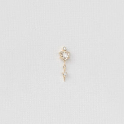 Celine Daoust 14k yellow gold triangle diamond dangle stud earring with dangling detail