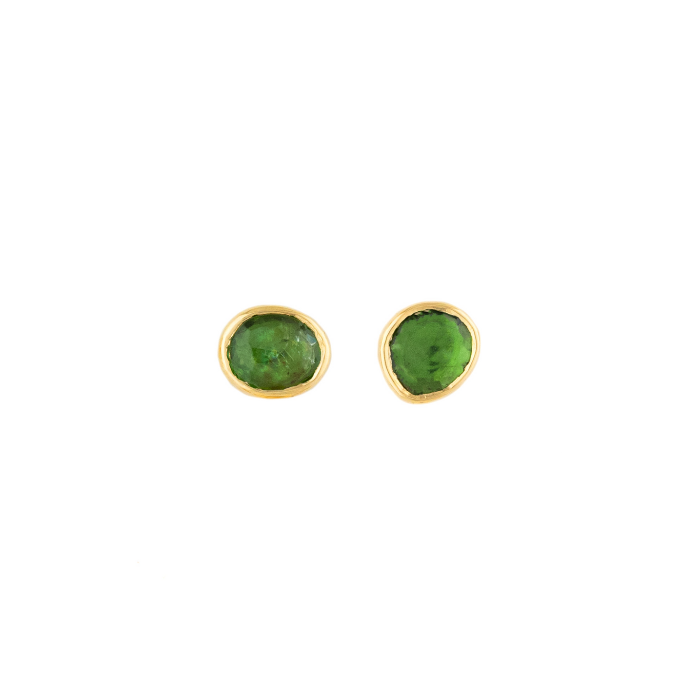 Celine Daoust 14k yellow gold stud earrings with green tourmaline stone