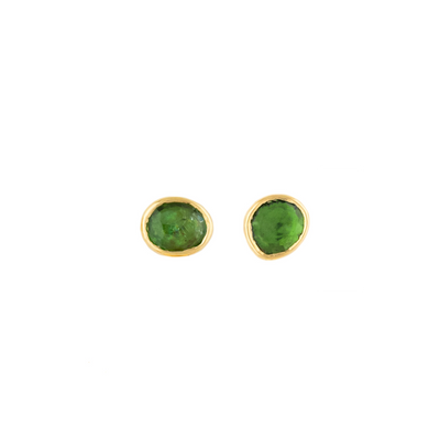 Celine Daoust 14k yellow gold stud earrings with green tourmaline stone