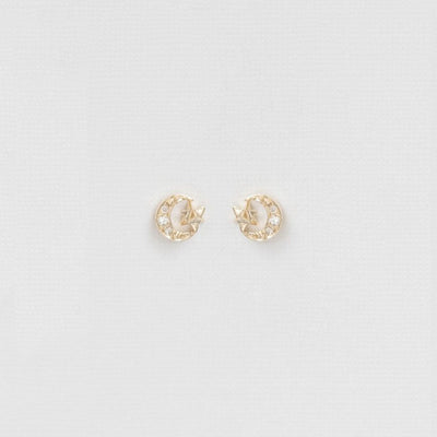Celine Daoust 14k yellow gold merkabah moon star diamond earrings 