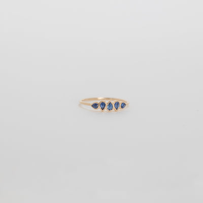 Celine Daoust 14k yellow gold rose cut stackable band ring with blue sapphires 