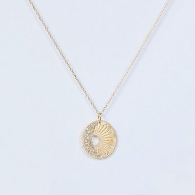 Celine Daoust 14k yellow gold sun moon diamond pendant necklace 