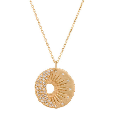 Celine Daoust 14k yellow gold sun moon diamond pendant necklace 