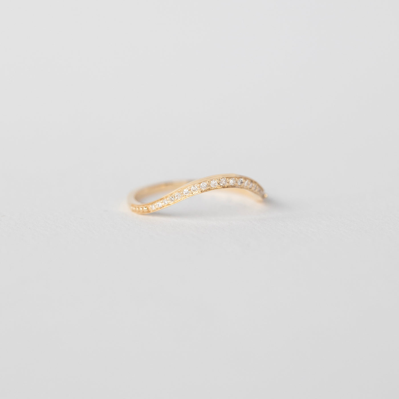 Celine Daoust 14k yellow gold wave crown  stacking band with white diamonds 