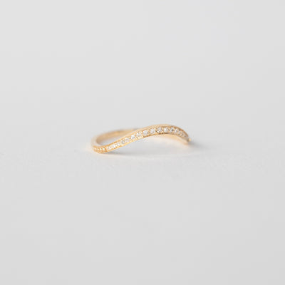 Celine Daoust 14k yellow gold wave crown  stacking band with white diamonds 