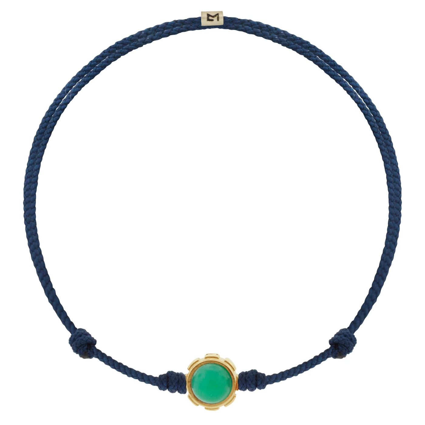 Gold Rotary Cabochon Collar and Gemstone Silk Cord Bracelet