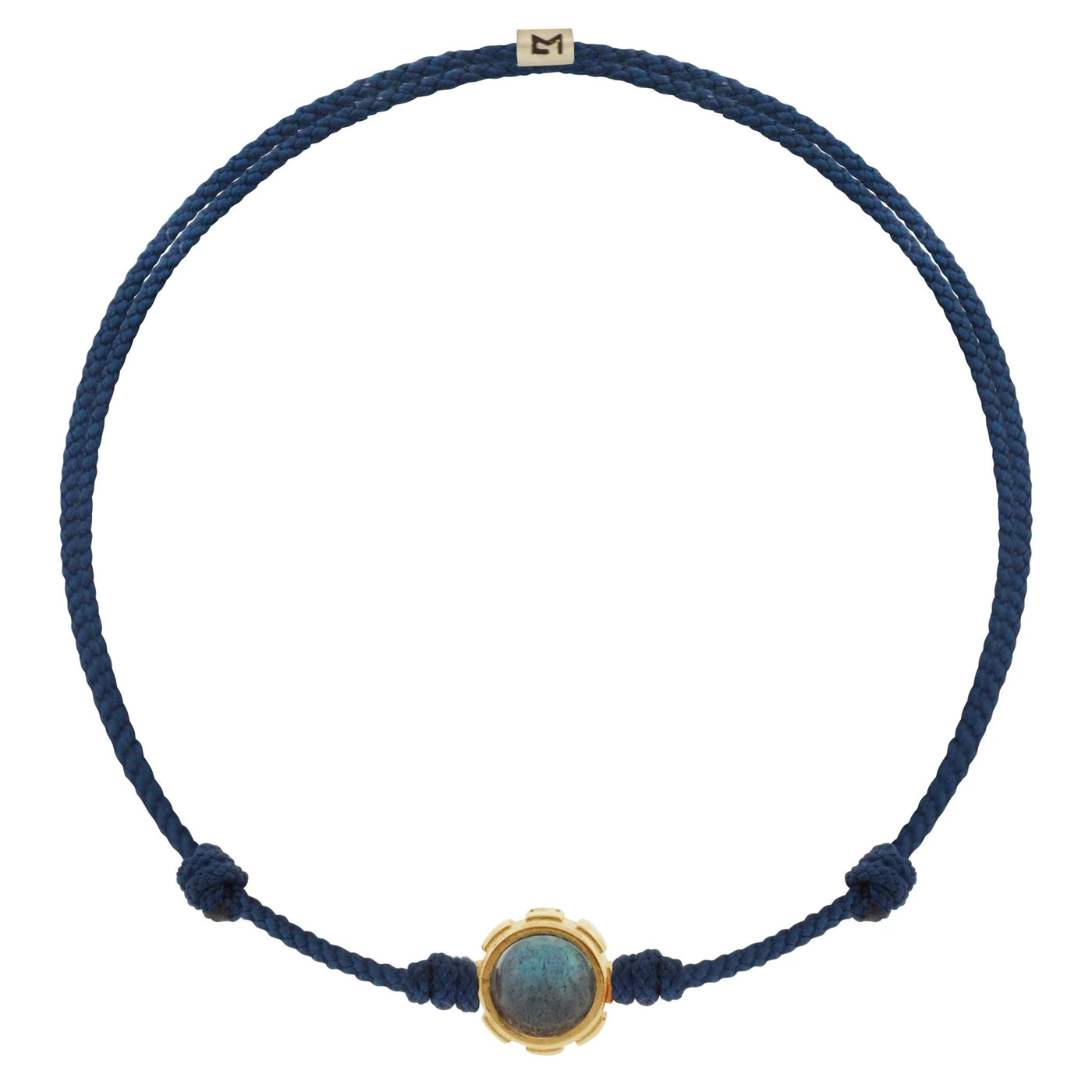 Gold Rotary Cabochon Collar and Gemstone Silk Cord Bracelet