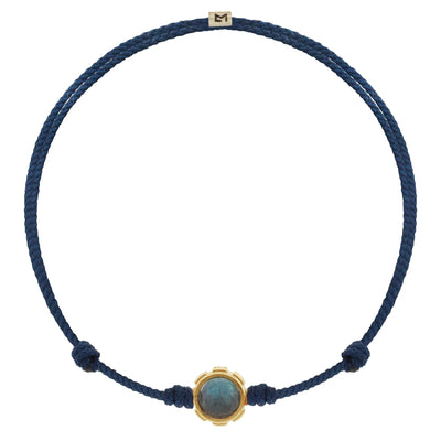 Gold Rotary Cabochon Collar and Gemstone Silk Cord Bracelet