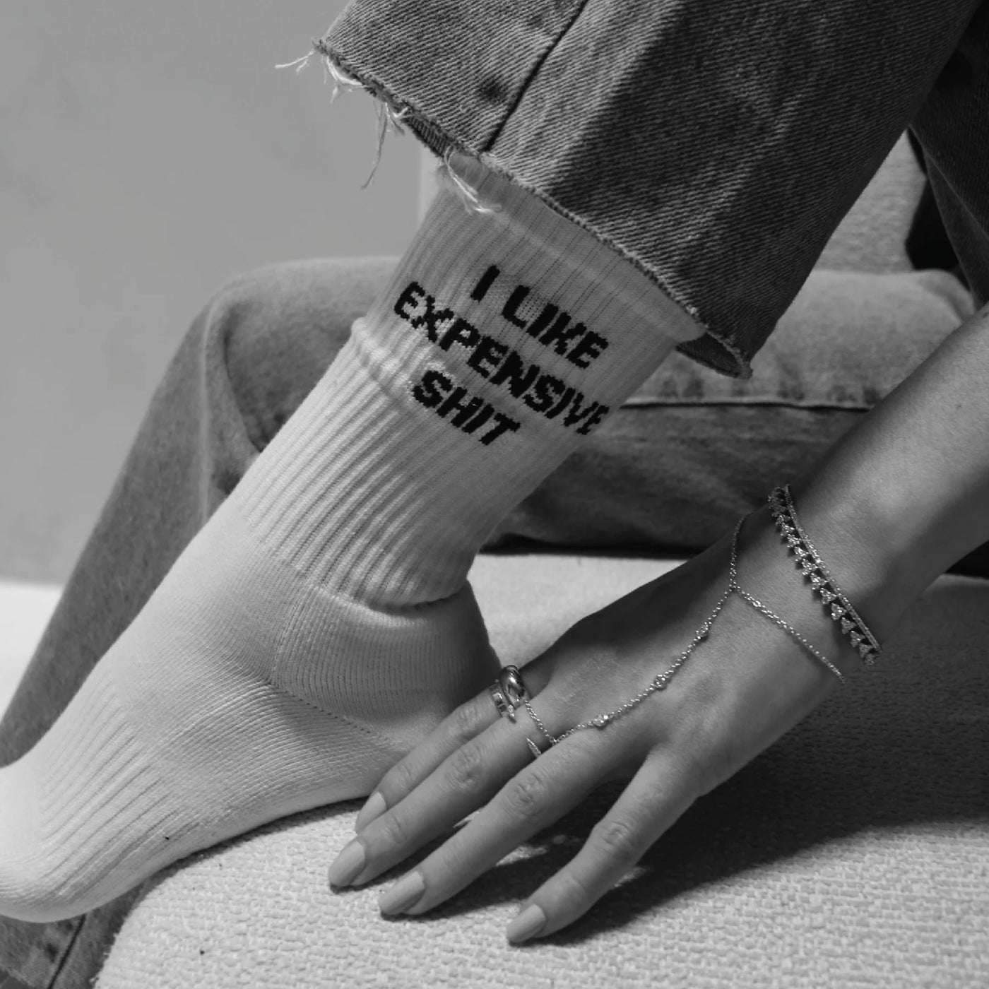 Diamonds + Sweatshirts I Like Expensive Shit Socks