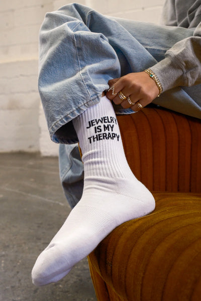 Diamonds + Sweatshirts Jewelry is my therapy socks