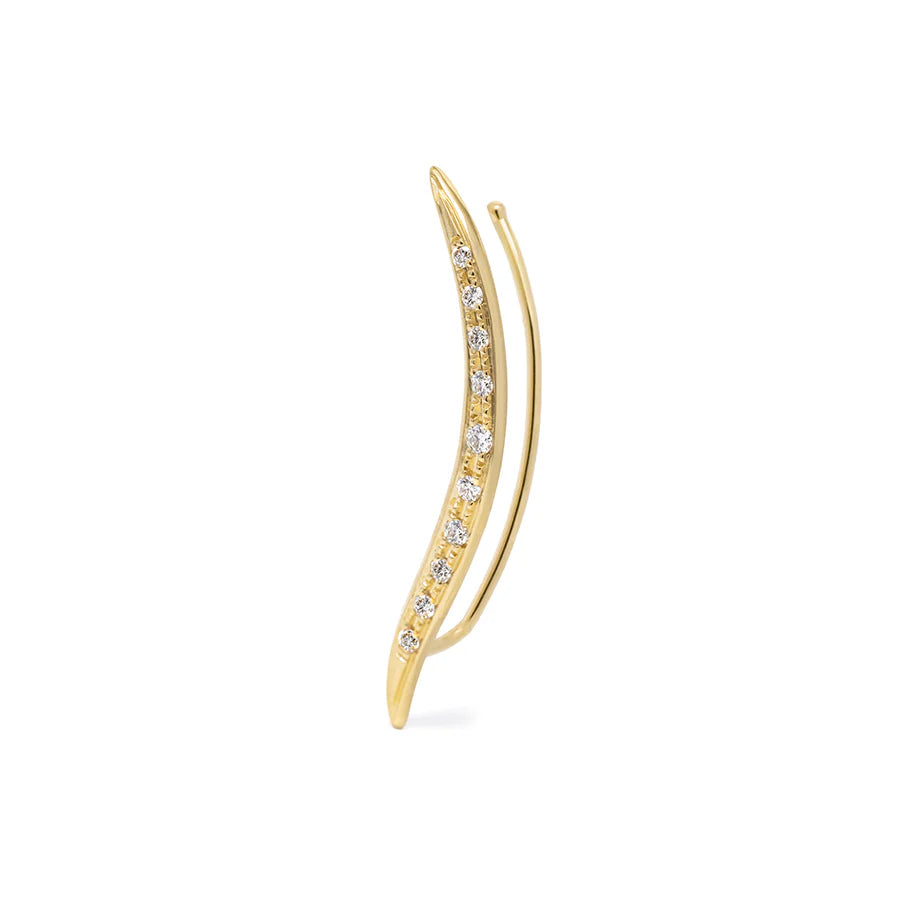 anne sportun 18k yellow gold diamond ear climber single stud earring