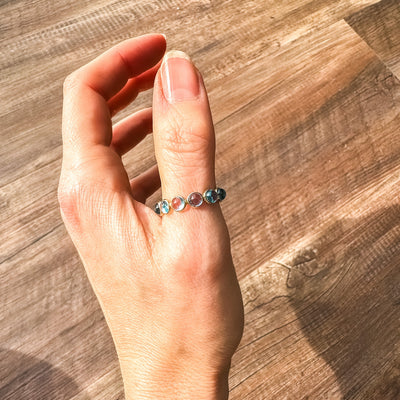 Estate & Vintage smooth cabochon birthstone eternity bands. December blue topaz birthstone.