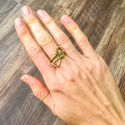 Estate & Vintage Yellow Gold Equestrian Horse Stirrup Ring
