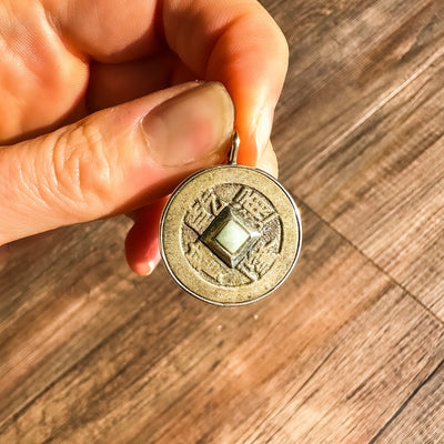 Estate & Vintage 14k yellow gold wrapped Chinese coin pendant