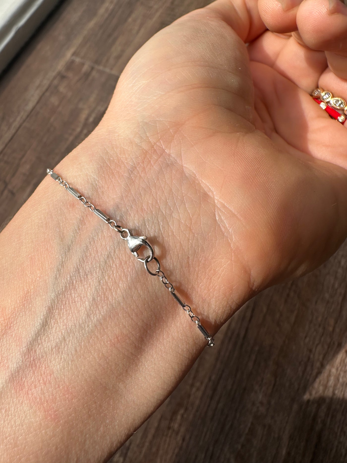 Estage & Vintage 14k white gold vintage short bar chain bracelet with lobster clasp