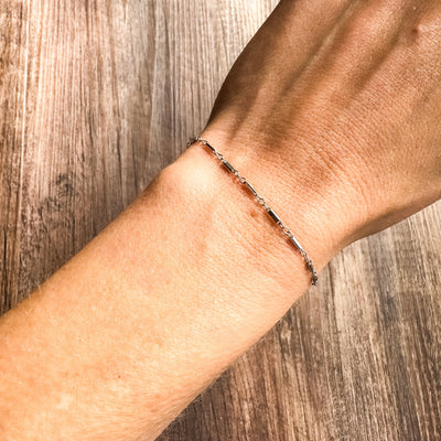 Estage & Vintage 14k white gold vintage short bar chain bracelet with lobster clasp