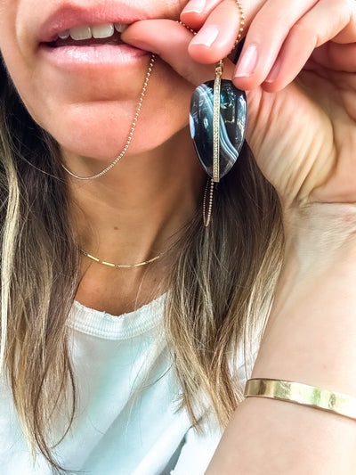XL Diamond Pebble Pendant Botswana Agate
