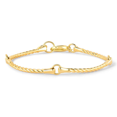 Kate Collins 14k solid gold bar twisted rope links adjustable bracelet 