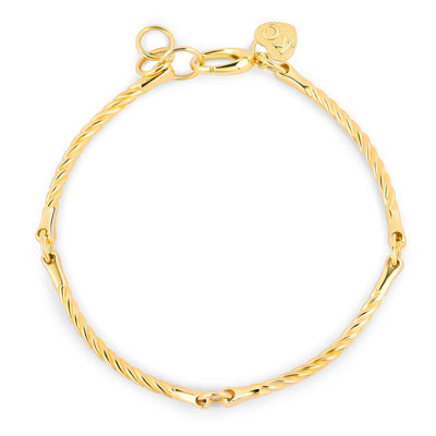 Kate Collins 14k solid gold bar twisted rope links adjustable bracelet 