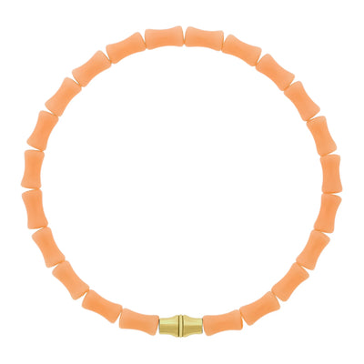 Luis Morais 14k yellow gold canister bamboo bead on an apricot glass beaded bracelet