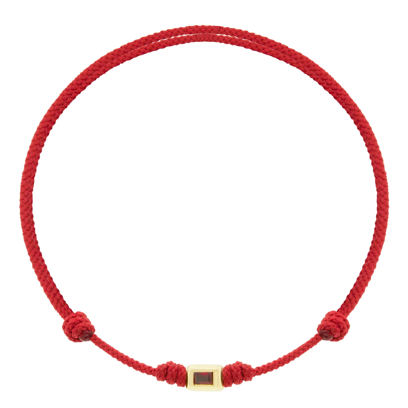 Luis Morais small 14k yellow gold ingot bead with ruby on an adjustable red silk cord bracelet