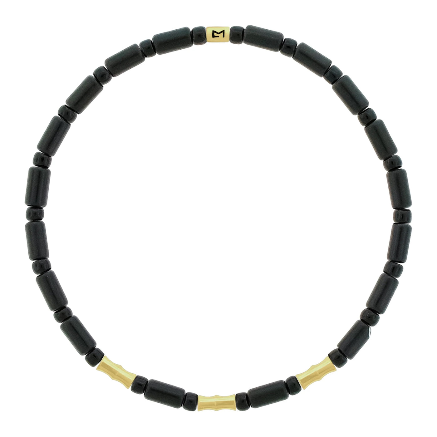 Luis Morais 14k yellow gold mini bamboo beaded black onyx bracelet