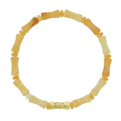 Luis Morais 14k yellow gold bamboo bead with snake symbol, on a yellow aventurine beaded bracelet